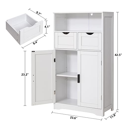 Iwell Wall Bathroom Cabinet with Shelf, Medicine Cabinet with Doors & Bathroom Floor Cabinet with 2 Drawers