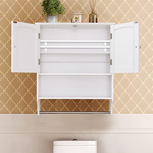 Iwell Wall Bathroom Cabinet with Shelf, Medicine Cabinet with Doors & Bathroom Floor Cabinet with 2 Drawers