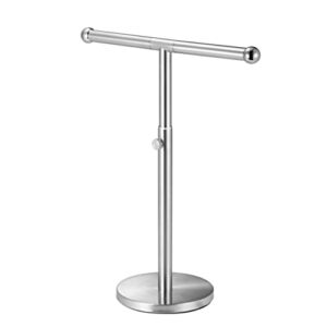 counter towel holder for bathroom - extends 11.5” to 19.5” stainless steel 304 fingertip towel holder, anti-rust kitchen countertop towel stand, adjustable hand towel holder stand for bathroom