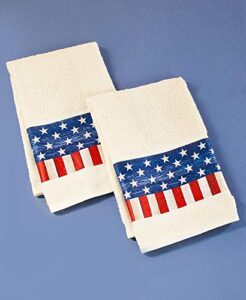 the lakeside collection american flag bathroom hand towels - patriotic restroom accent - set of 2
