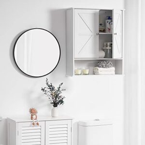 Reettic Narrow Bathroom Floor Cabinet with 3 Removable Drawers & Two Door Wall Cabinet, Wooden Medicine Cabinet, Wall Mounted Bathroom Storage Cabinet with Inner Adjustable Shelf