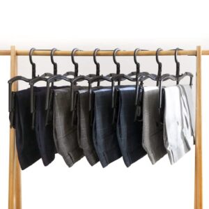 EZAM Pants Hangers Space Saving - 4 Pack Multiple Space Saving Hangers for Pants for Closet Rack, 360 Rotating Bar Closet Pants Organizer - Hangers for Clothes, College & Dorm Room Essentials (Black)