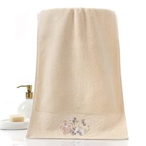 Tinymumu Hand Towels Set of 2 Embroidered Floral Pattern 100% Cotton Absorbent Soft Towel for Bathroom 13.4 x 29.1 Inch (Brown)