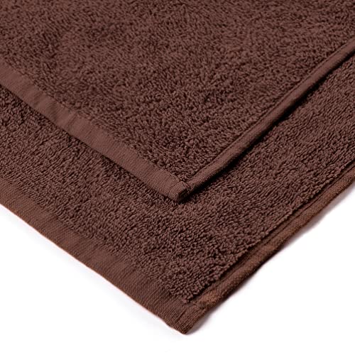 BHT Hand Towel Set, 4-Pack, 100% Cotton, Soft, Absorbent, Quick Dry, Easy Care (Dark Reddish Brown, 28" x 16")