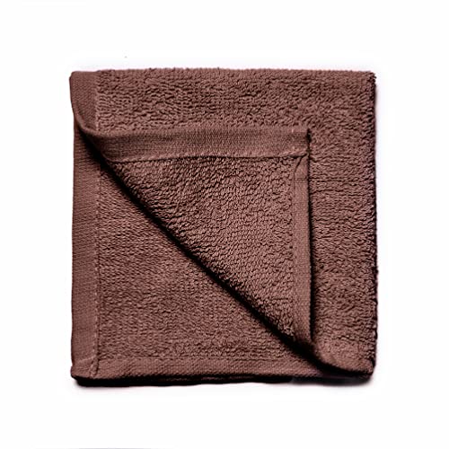 BHT Hand Towel Set, 4-Pack, 100% Cotton, Soft, Absorbent, Quick Dry, Easy Care (Dark Reddish Brown, 28" x 16")