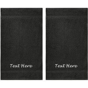 personalized towels set with embroidered text - 2 pack highly absorbent & super soft turkish cotton hand towels for spa, gym, pool and hotels - 16"x27" monogrammed towels - black towel set