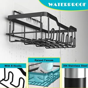 REALINN Shower Caddy, [5-Pack] Shower Shelves for Inside Shower, Adhesive Shower Organizer, No Drilling Rustproof Stainless Steel Bathroom Caddy, Large Capacity Shower Rack, Black