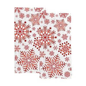 vantaso bath hand towels set of 2 christmas red white snowflakes soft and absorbent washcloths kitchen hand towel for bathroom hotel gym spa