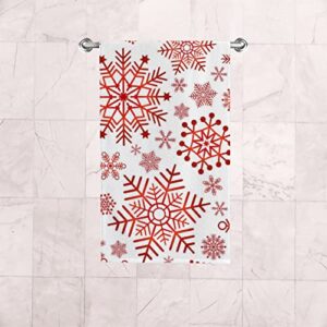 Vantaso Bath Hand Towels Set of 2 Christmas Red White Snowflakes Soft and Absorbent Washcloths Kitchen Hand Towel for Bathroom Hotel Gym Spa