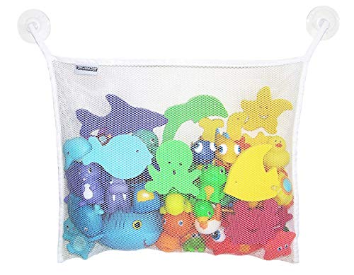 Alayna (TM) Bath Toy Organizer Baby Toy Holder for Tub Quick Dry Mesh Net Bag Bathtub Storage for Kids Bathroom Shower Caddy Container for Toddlers - 2 Strong Suction Cup Hooks