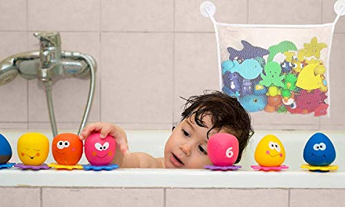 Alayna (TM) Bath Toy Organizer Baby Toy Holder for Tub Quick Dry Mesh Net Bag Bathtub Storage for Kids Bathroom Shower Caddy Container for Toddlers - 2 Strong Suction Cup Hooks