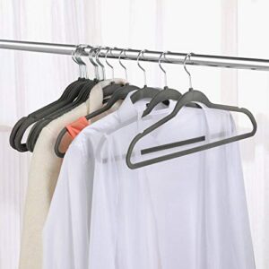 Topeakmart Premium Velvet Hangers Heavy Duty Clothes Hook Swivel 360-Ultra Thin, 100 Pack Gray