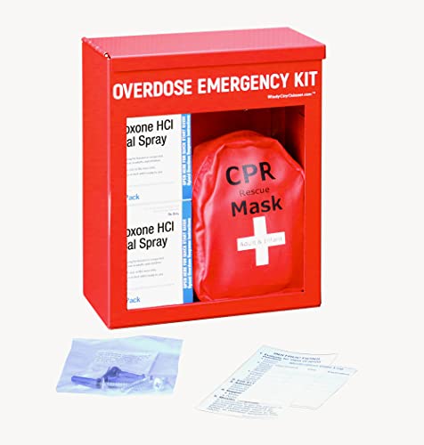 Windy City Cabinet Nasal Spray Overdose Kit Non Locking Cabinet, High Visibility Cabinet for Emergency First Aid Supplies, Non Locking