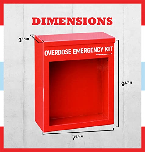 Windy City Cabinet Nasal Spray Overdose Kit Non Locking Cabinet, High Visibility Cabinet for Emergency First Aid Supplies, Non Locking