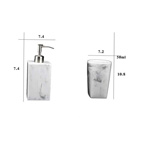 Bathroom Accessories Set, Faux Marble 4Piece Complete Resin Bath Accessories Set with Soap Dispenser, Toothbrush Cup, Tray Gift Set Luxury Bath Accessory