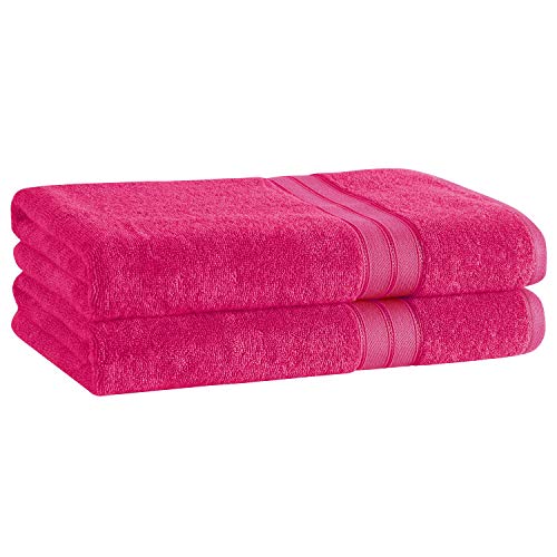 CANNON 70% Cotton 30% Bamboo Hand Towels (18" L x 30" W), 550 GSM, Super Absorbent, Breathable, Ultra Soft (2 Pack, Fuchsia)