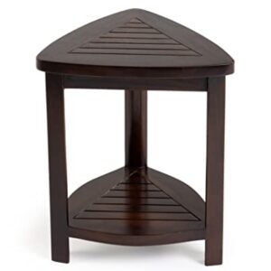 ALA TEAK Wood Bath Spa Shower Stool Corner Bench Stool Fully Assembled