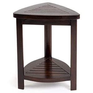 ALA TEAK Wood Bath Spa Shower Stool Corner Bench Stool Fully Assembled