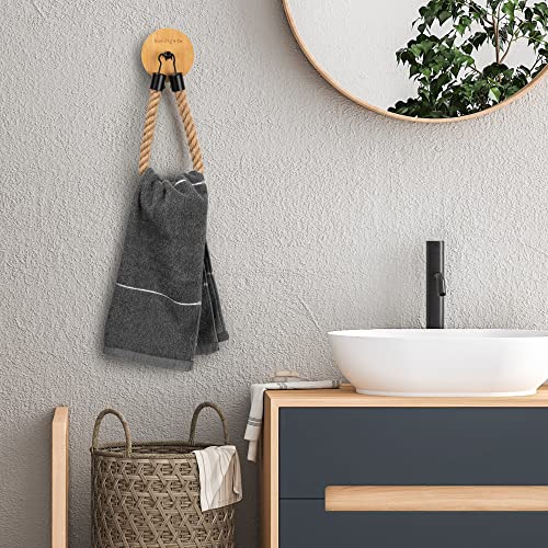 Bambouandco, Bamboo Toilet roll Holder, Without Drilling or with Drilling, Bathroom or Toilet Decoration, Hemp Rope, Handmade.