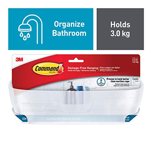 Command 3M 4.75 in. H x 4.625 in. W x 11.375 in. L Clear Frosted Shower Caddy