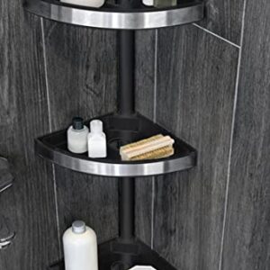 Architeckt Vale Designs Bathroom Corner Shower Caddy Unit 3 Shelves Tall Storage Organiser Black Wall Mounted Modern Plastic Adjustable