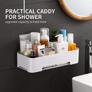 YOHOM Adhesive Shower Caddy Shelf For Bathroom Wall Plastic Shampoo Holder For Shower Storage Organizer Caddy Basket White