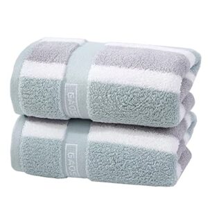 pupopik 100% cotton bath hand towels, fashion striped face towel, highly absorbent soft luxury towel for bathroom,set of 2, 14 x 30 inch (grey-white stripes)