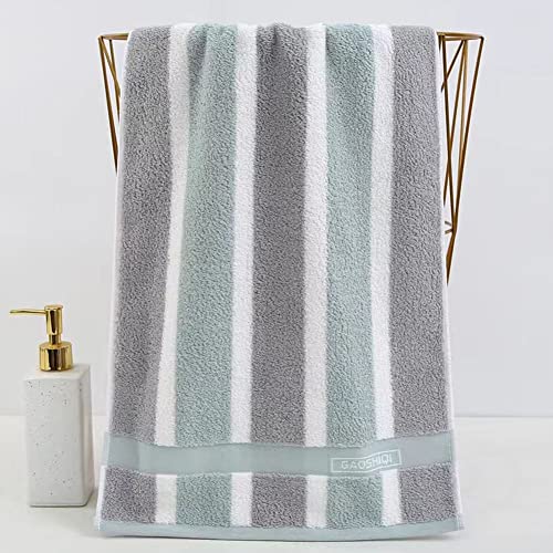 PUPOPIK 100% Cotton Bath Hand Towels, Fashion Striped Face Towel, Highly Absorbent Soft Luxury Towel for Bathroom,Set of 2, 14 x 30 Inch (Grey-White Stripes)