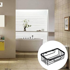 Hemoton Suction Cup Shower Caddy Bath Wall Shelf Stainless Steel Rectangle Basket for Large Shampoo Shower Gel Tiolet Paper Holder Black