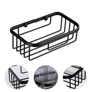 Hemoton Suction Cup Shower Caddy Bath Wall Shelf Stainless Steel Rectangle Basket for Large Shampoo Shower Gel Tiolet Paper Holder Black