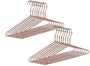 quality 17" rose gold sturdy metal hanger 30 pack, copper clothes hangers, heavy duty coat hangers, standard suit hangers for jacket, shirt, dress (30)