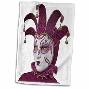 3d rose pink and gold mask side view hand towel, 15" x 22", multicolor