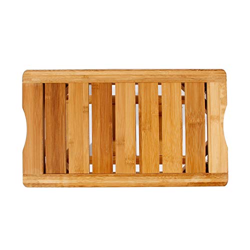 soges Bamboo Shower Bench, Waterproof Shower Stool with Storage Shelf, Wood Bath Organizer Seat, KS-HSJ-04