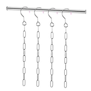 andiker 4 pack clothes hangers closet organizers and storage, metal space saving hanger chains with 10 slot, cascading hangers wardrobe clothes organizers (sliver)