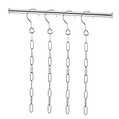 Andiker 4 Pack Clothes Hangers Closet Organizers and Storage, Metal Space Saving Hanger Chains with 10 Slot, Cascading Hangers Wardrobe Clothes Organizers (Sliver)