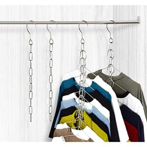 Andiker 4 Pack Clothes Hangers Closet Organizers and Storage, Metal Space Saving Hanger Chains with 10 Slot, Cascading Hangers Wardrobe Clothes Organizers (Sliver)