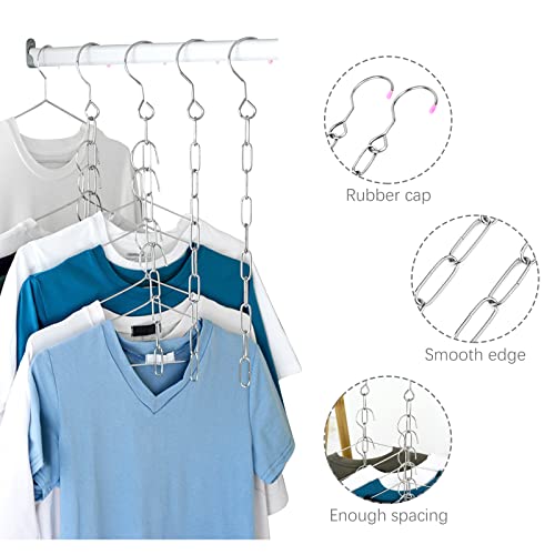 Andiker 4 Pack Clothes Hangers Closet Organizers and Storage, Metal Space Saving Hanger Chains with 10 Slot, Cascading Hangers Wardrobe Clothes Organizers (Sliver)