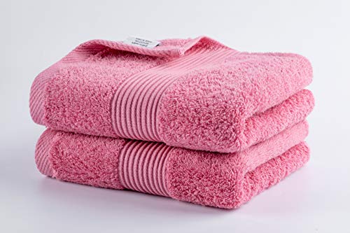 Babiclean 16x30 Premium Quality Ultra Soft and Highly Absorbent heavey Pure Pink Hand Towel Durable for Bathroom, Hotel, Spa, Salon and Gym Set of 2