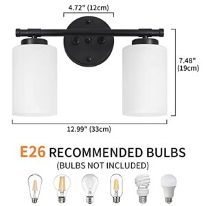 GZBEINI 2 Lights Black Bathroom Vaniy Light Fixtures, Black Vanity Lights for Bathroom Over Mirror,Modern Bathroom Lighting Fixtures Over Mirror Glass