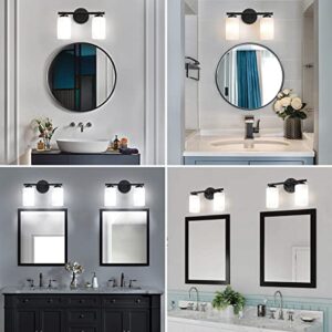 GZBEINI 2 Lights Black Bathroom Vaniy Light Fixtures, Black Vanity Lights for Bathroom Over Mirror,Modern Bathroom Lighting Fixtures Over Mirror Glass