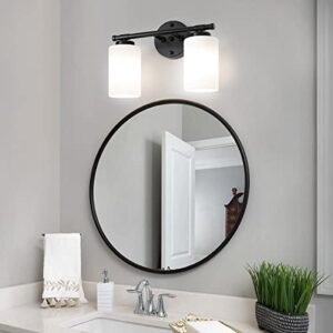 GZBEINI 2 Lights Black Bathroom Vaniy Light Fixtures, Black Vanity Lights for Bathroom Over Mirror,Modern Bathroom Lighting Fixtures Over Mirror Glass