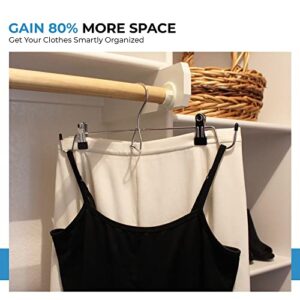 USTECH Cami Space Saving Closet Hangers with Rubber Coated Tips | Steel Pant Hangers with Clips for Tank Tops & Lingerie | Non-Slip Skirt Hangers with Metal Clip Hook for Multipurpose | Pack of 12