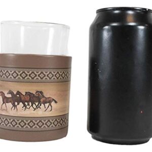 Ebros Rustic Western Wild And Free 5 Running Horses With Southwest Vector Symbols Tan Bathroom Accent Accessories Horse Country Cabin Lodge Farmhouse Decorative (Drinking Mouth Rinse Cup)