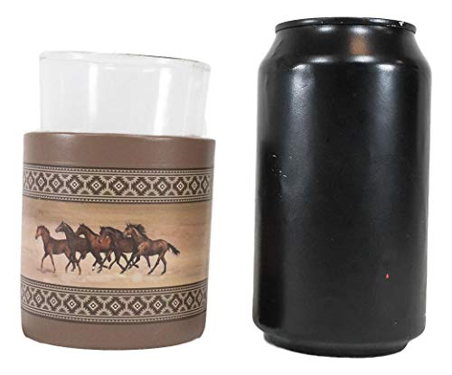 Ebros Rustic Western Wild And Free 5 Running Horses With Southwest Vector Symbols Tan Bathroom Accent Accessories Horse Country Cabin Lodge Farmhouse Decorative (Drinking Mouth Rinse Cup)