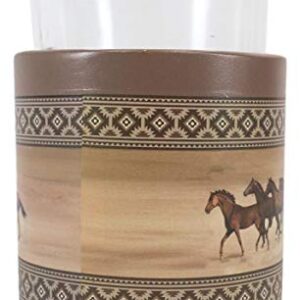 Ebros Rustic Western Wild And Free 5 Running Horses With Southwest Vector Symbols Tan Bathroom Accent Accessories Horse Country Cabin Lodge Farmhouse Decorative (Drinking Mouth Rinse Cup)