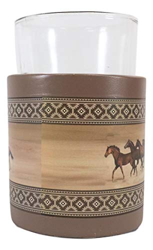 Ebros Rustic Western Wild And Free 5 Running Horses With Southwest Vector Symbols Tan Bathroom Accent Accessories Horse Country Cabin Lodge Farmhouse Decorative (Drinking Mouth Rinse Cup)