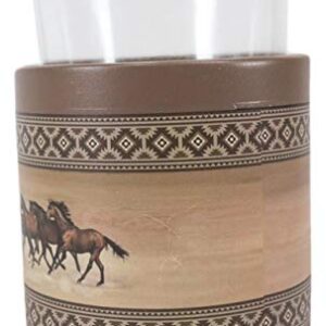 Ebros Rustic Western Wild And Free 5 Running Horses With Southwest Vector Symbols Tan Bathroom Accent Accessories Horse Country Cabin Lodge Farmhouse Decorative (Drinking Mouth Rinse Cup)