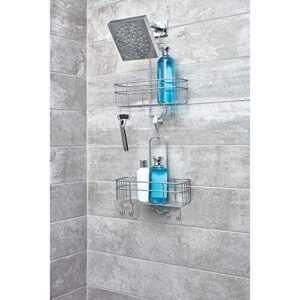 iDesign Euro Metal Hanging Shower Caddy with Swivel Hook and Bathroom Organizer for Shower Organization – 11" x 4.5" x 14.86", Silver