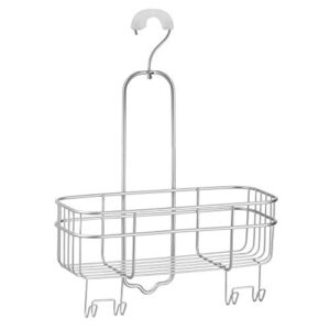 iDesign Euro Metal Hanging Shower Caddy with Swivel Hook and Bathroom Organizer for Shower Organization – 11" x 4.5" x 14.86", Silver