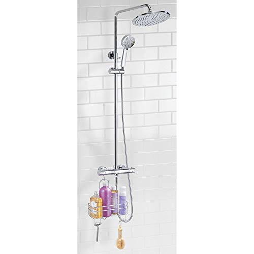 iDesign Euro Metal Hanging Shower Caddy with Swivel Hook and Bathroom Organizer for Shower Organization – 11" x 4.5" x 14.86", Silver